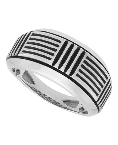 Macy's Men's Ring In Sterling Silver With Black Rhodium In Metallic
