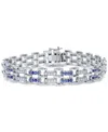 Macy's Men's Sapphire (1-3/4 Ct. T.w.) & Diamond (1-1/2 Ct. T.w.) Link Bracelet In Sterling Silver In Silver