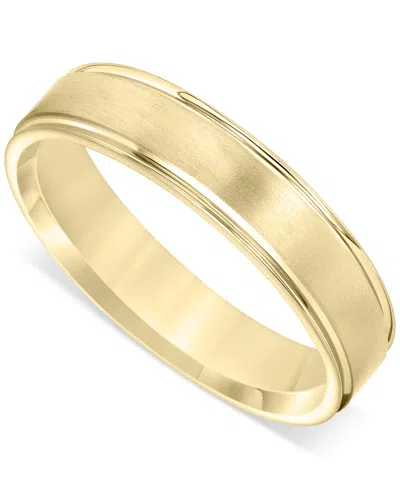 Macy's Men's Satin Finish Beveled Edge Band In 18k Gold-plated Sterling Silver (also In Sterling Silver)
