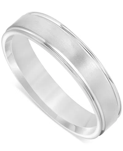 Macy's Men's Satin Finish Beveled Edge Band In 18k Gold-plated Sterling Silver (also In Sterling Silver)