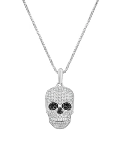 Macy's Men's Skull Pendant Diamond Necklace (3/4 Ct. T.w.) In Sterling Silver In White