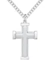 Macy's Men's Solid Embossed Cross 22" Pendant Necklace In Sterling Silver In Silver