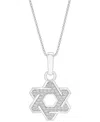Macy's Men's Star Of David Open 22" Pendant Necklace (1/2 Ct. T.w.) In Sterling Silver In Silver