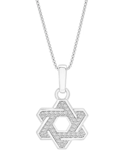 Macy's Men's Star Of David Open 22" Pendant Necklace (1/2 Ct. T.w.) In Sterling Silver