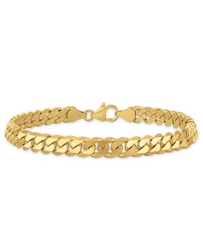 Macy's Men's Starburst Diamond-cut Cuban Link Chain Bracelet In 14k Gold Over Sterling Silver