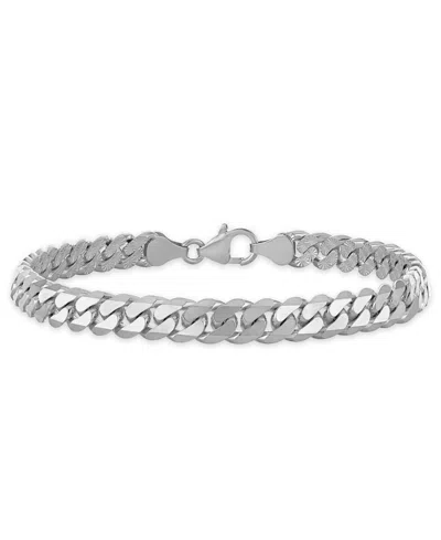 Macy's Men's Starburst Diamond-cut Cuban Link Chain Bracelet In Sterling Silver