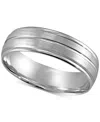 Macy's Men's Textured Beveled Edge Wedding Band In 14k White Gold In White Gold