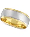 Macy's Men's Two-tone Brushed & Polished Band In 14k Gold & White Gold In Two Tone