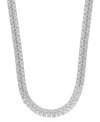 Macy's Mens Diamond Double Row Necklace 1 Ct. T.w. In Sterling Silver Or 14k Gold Plated Silver In Silver