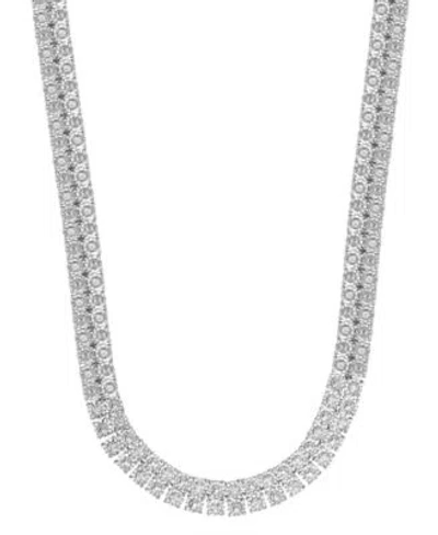 Macy's Mens Diamond Double Row Necklace 1 Ct. T.w. In Sterling Silver Or 14k Gold Plated Silver