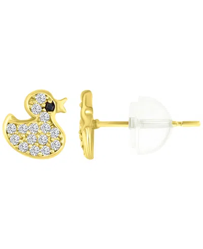 Macy's Micropave 14k Yellow Gold Baby Duck Stud Earrings In Neutral