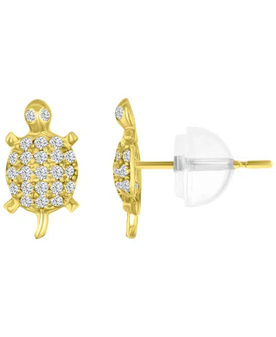 Macy's Micropave 14k Yellow Gold Turtle Stud Earrings In Metallic