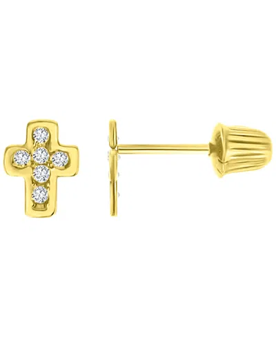 Macy's Micropave Cross Stud Earrings In Gold