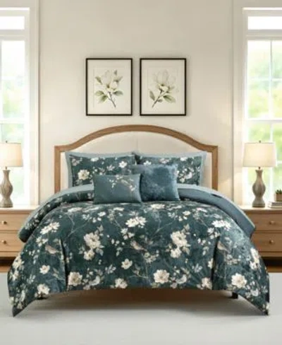 Macy's Macys Midnight Floral All Season Comforter Sets In Green