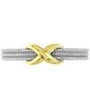 Macy's Milgrain Bead X Statement Ring In Sterling Silver & 14k Gold-plate In Two-tone