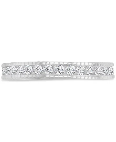 Macy's Milgrain Cubic Zirconia Ring In Sterling Silver In Rhodium