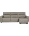 Macy's Miren 3-pc. Fabric Chaise Sectional With 1 Power Headrest Recliner, Exclusively At  In Brown