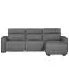 Macy's Miren 3-pc. Fabric Chaise Sectional With 1 Power Headrest Recliner, Exclusively At  In Gray