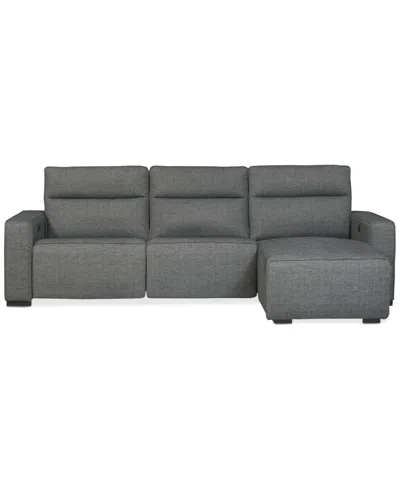 Macy's Miren 3-pc. Fabric Chaise Sectional With 1 Power Headrest Recliner, Exclusively At  In Gray