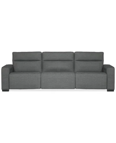 Macy's Miren 3-pc. Fabric Sectional With 2 Power Headrest Recliners, Exclusively At  In Gray