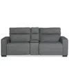 Macy's Miren 3-pc. Fabric Sectional With 2 Power Headrest Recliners With Console, Exclusively At  In Gray