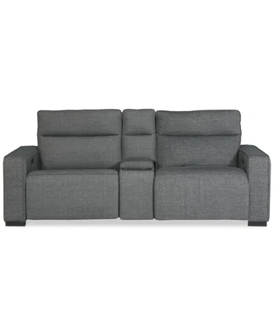 Macy's Miren 3-pc. Fabric Sectional With 2 Power Headrest Recliners With Console, Exclusively At  In Gray