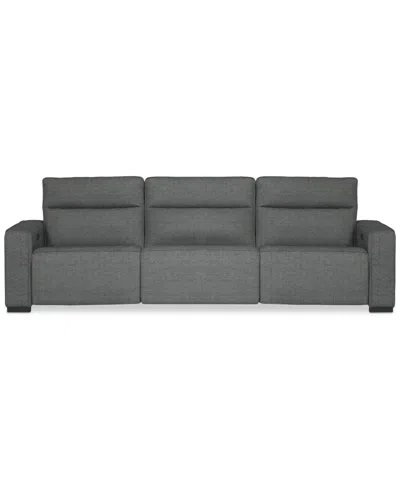 Macy's Miren 3-pc. Fabric Sectional With 3 Power Headrest Recliners, Exclusively At  In Gray