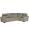 Macy's Miren 4-pc. Fabric Sectional With 2 Power Headrest Recliners, Exclusively At  In Brown