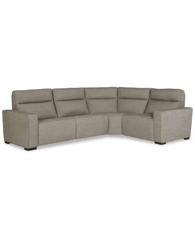 Macy's Miren 4-pc. Fabric Sectional With 2 Power Headrest Recliners, Exclusively At  In Brown