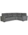 Macy's Miren 4-pc. Fabric Sectional With 2 Power Headrest Recliners, Exclusively At  In Gray
