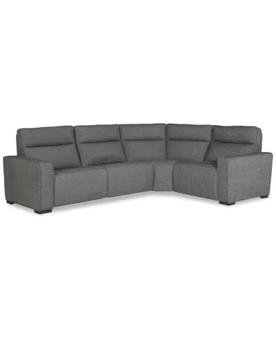 Macy's Miren 4-pc. Fabric Sectional With 2 Power Headrest Recliners, Exclusively At  In Gray