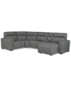 Macy's Miren 5-pc. Fabric Sectional With 2 Power Headrest Recliners With Console, Exclusively At  In Gray
