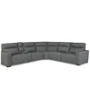 Macy's Miren 6-pc. Fabric Sectional With 2 Power Headrest Recliners With Console, Exclusively At  In Gray