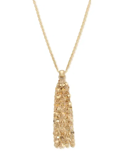 Macy's Mirror Chain Multi-strand Tassel 18" Pendant Necklace In 10k Gold
