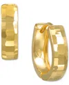 Macy's Mirror Texture Wide Oval Small Huggie Hoop Earrings In 10k Gold, 1/2" In Gold