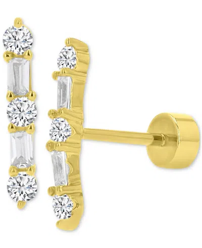Macy's Mixed Cubic Zirconia Bar Stud Earrings (5/8 Ct. T.w.) In 14k Gold-plated Sterling Silver