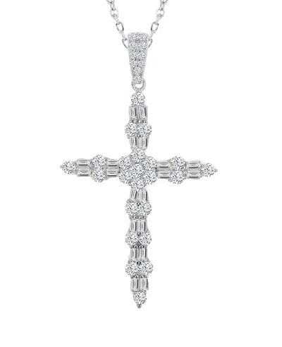 Macy's Mixed Cut Cross Pendant Necklace In Metallic