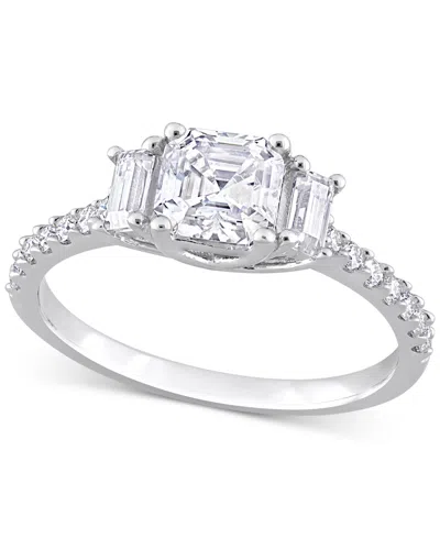 Macy's Moissanite (1-1/3 Ct. T.w.) Three Stone Ring In Sterling Silver