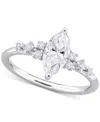 Macy's Moissanite (1-1/8 Ct. T.w.) Marquise-cut Engagement Ring In Sterling Silver In Moissanite