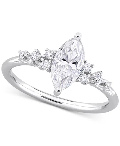 Macy's Moissanite (1-1/8 Ct. T.w.) Marquise-cut Engagement Ring In Sterling Silver