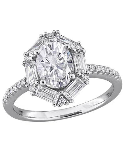 Macy's Moissanite (2-1/4 Ct. T.w.) Multi-cluster Ring In Sterling Silver