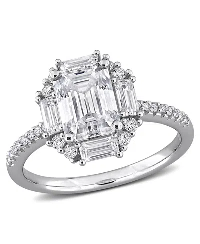 Macy's Moissanite (2-5/8 Ct. T.w.) Multi-cluster Ring In Sterling Silver In Metallic