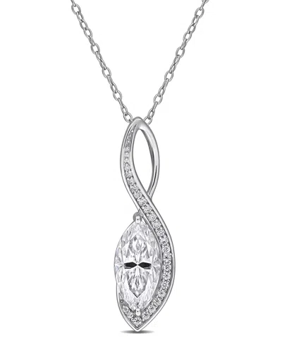 Macy's Moissanite (3-1/6 Ct. T.w.) Pendant Necklace In Sterling Silver