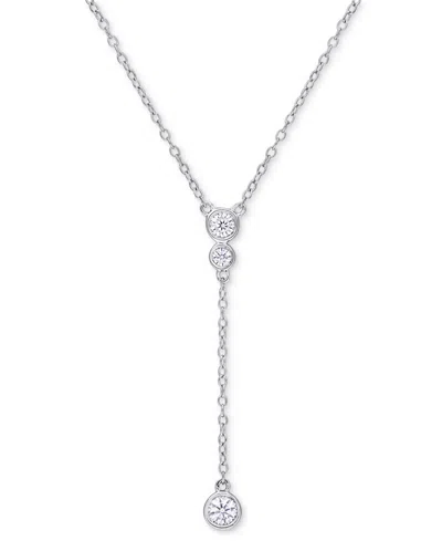 Macy's Moissanite Bezel 17" Lariat Necklace (1/3 Ct. T.w.) In Sterling Silver In White