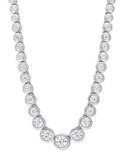 Macy's Moissanite Bezel Graduated Collar Necklace (2-3/4 Ct. T.w. Diamond Equivalent) In Sterling Silver