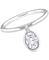 Macy's Moissanite Bezel Oval Dangle Ring (1 Ct. T.w.) In Sterling Silver In Silver