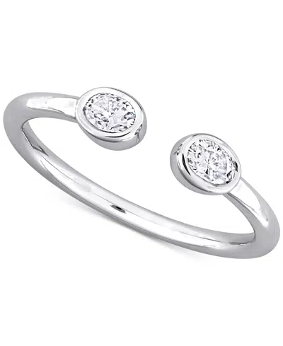 Macy's Moissanite Bezel Polished Cuff Ring (3/8 Ct. T.w.) In Sterling Silver