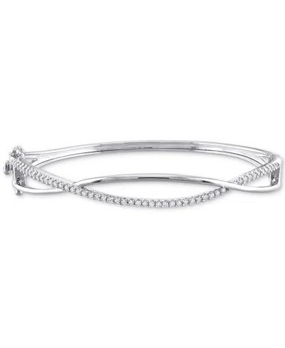 Macy's Moissanite Crossover Bangle Bracelet (1/2 Ct. T.w.) In Sterling Silver In White