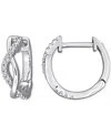 Macy's Moissanite Crossover Small Hoop Earrings (1/8 Ct. T.w.) In Sterling Silver, 0.5" In Sterling Silver Moissanite