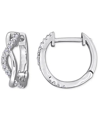 Macy's Moissanite Crossover Small Hoop Earrings (1/8 Ct. T.w.) In Sterling Silver, 0.5" In Sterling Silver Moissanite